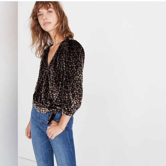 Madewell Velvet Wrap Top in
Petite Blooms - Picture 3 of 7